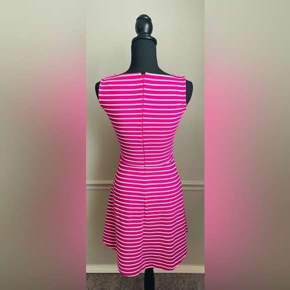 Talbots Red White Stripe Fit and Flare Sleeveless Midi Dress Size P Petite - Picture 2 of 9